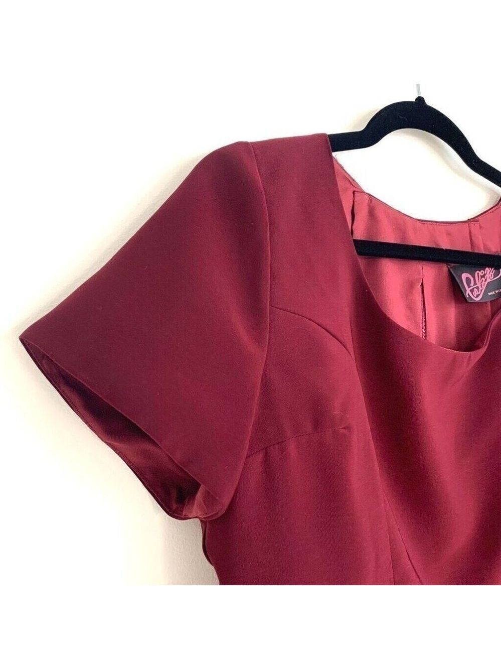 Vintage Calizo Burgundy Dressy Short Sleeve Blouse Top Womens Large Canada - Picture 3 of 6